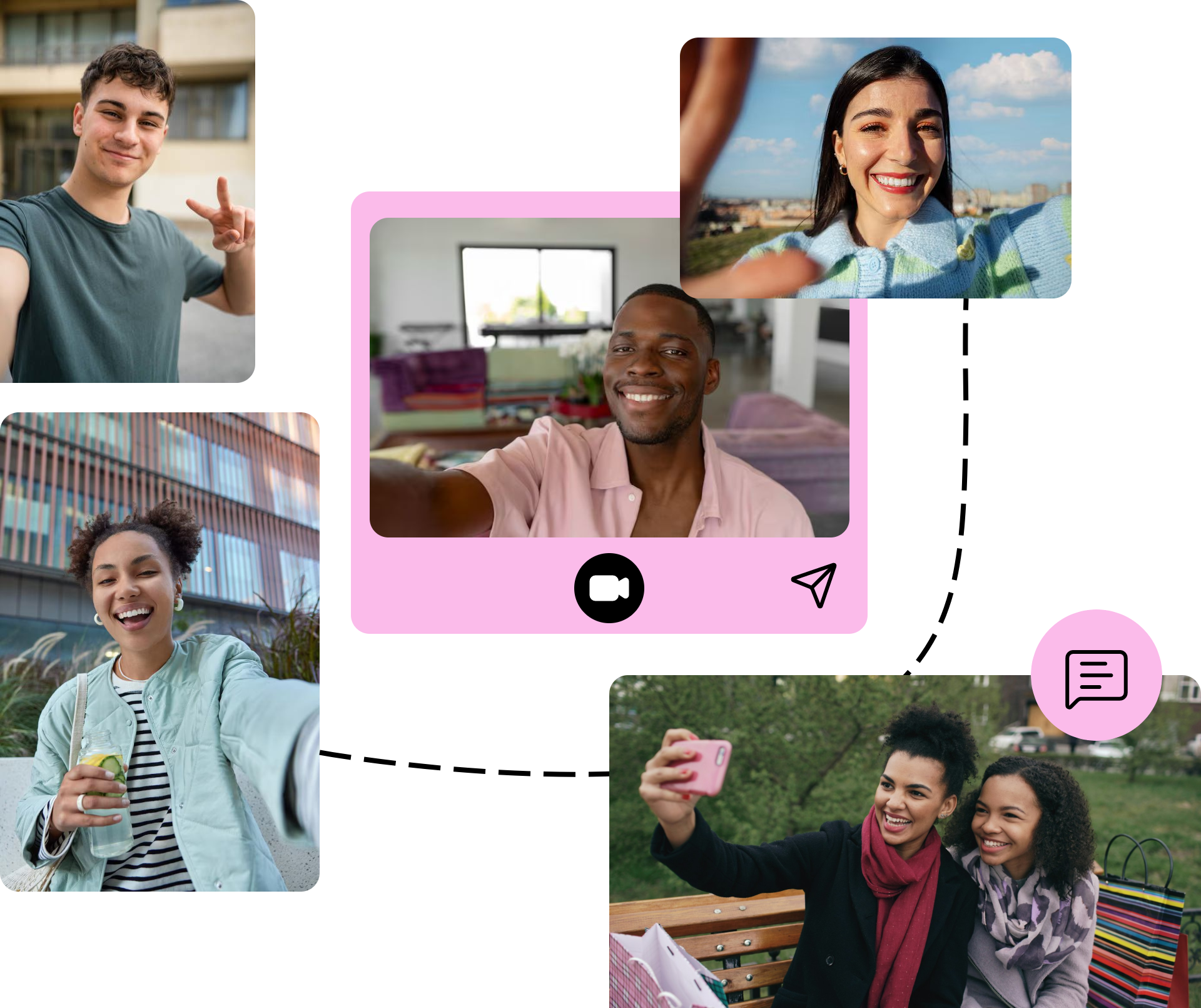 Group of friends meeting in person